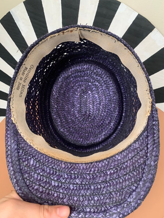 Vintage Italian PURPLE STRAW Hat with BRIM - image 5