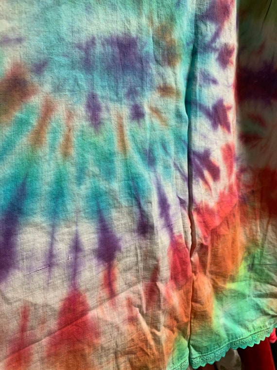 Sz Sm Rainbow TIE DYED Vintage Edwardian Cotton S… - image 7