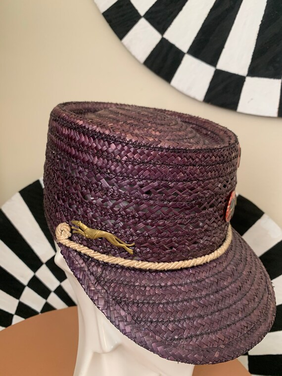 Vintage Italian PURPLE STRAW Hat with BRIM - image 3