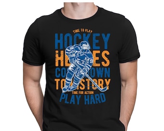 Time To Play Hockey - Herren Fun T-Shirt - Bedruckt - Small bis 4XL - PAPAYANA