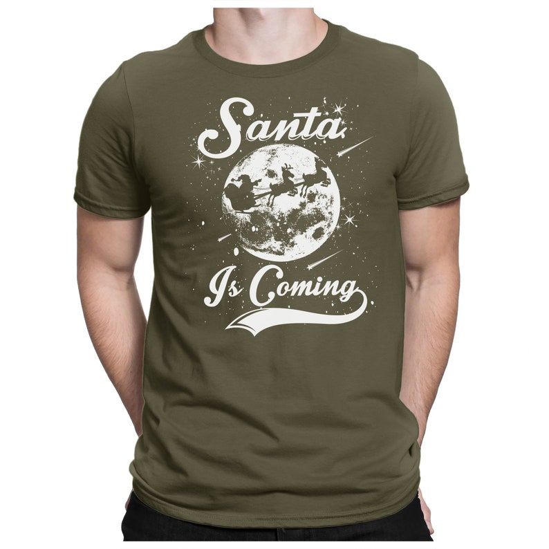 Santa is coming Christmas-men/'s fun t-shirt-printed-small to 4XL-PAPAYANA