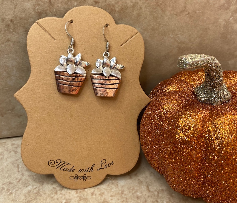 Flower Earrings Plant Earrings Bronze Earrings Silver Earrings Succulent Earrings Fall Earrings