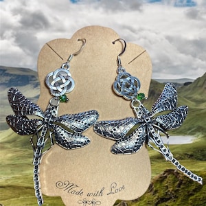 Outlander Inspired Earrings, Dragonfly Earrings, Celtic Earrings, Scottish Earrings