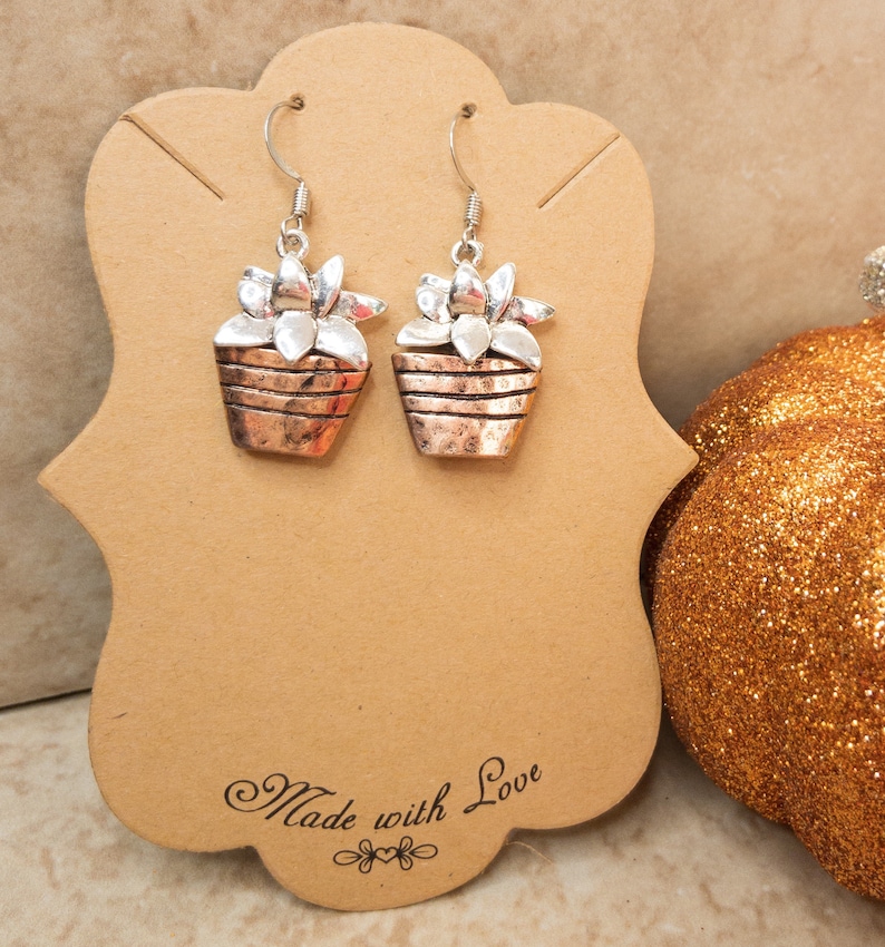 Flower Earrings Plant Earrings Bronze Earrings Silver Earrings Succulent Earrings Fall Earrings