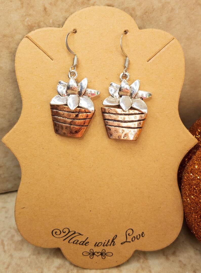 Flower Earrings Plant Earrings Bronze Earrings Silver Earrings Succulent Earrings Fall Earrings