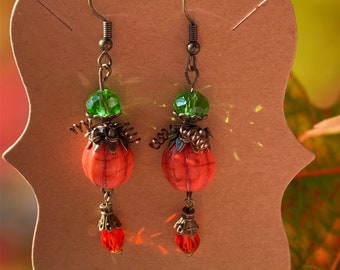 Pendientes de calabaza, pendientes de otoño, pendientes de otoño,