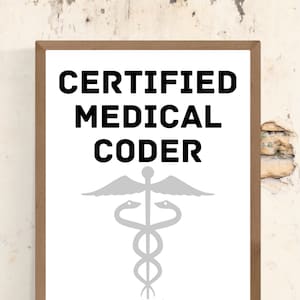 Certified medical coder funny job title wall art decoration printable digital download