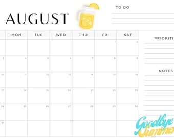 Printable 2025 August through December Calendar, fun and festive calendar printable