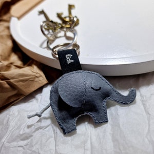 Faux leather elephant keychain