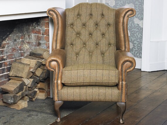 Harris tweed and leather armchair new arrivals