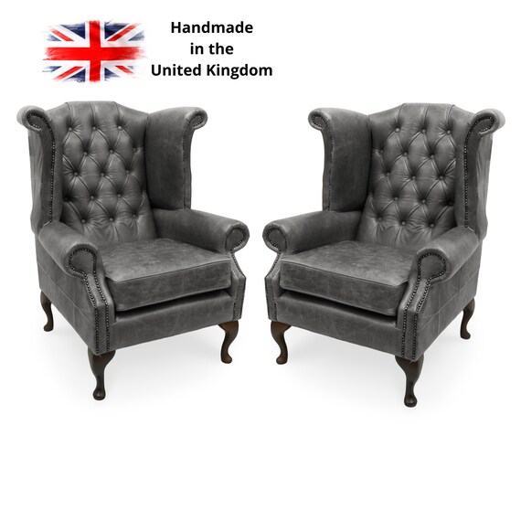 Grey wing back armchair cheap