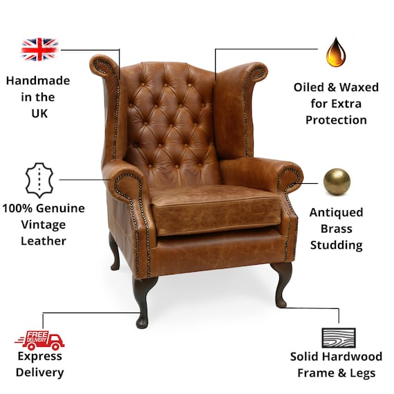English Queen Ann Period Leather Upholstered Wing Chair English Queen Ann Period Leather Upholstered Wing Chair