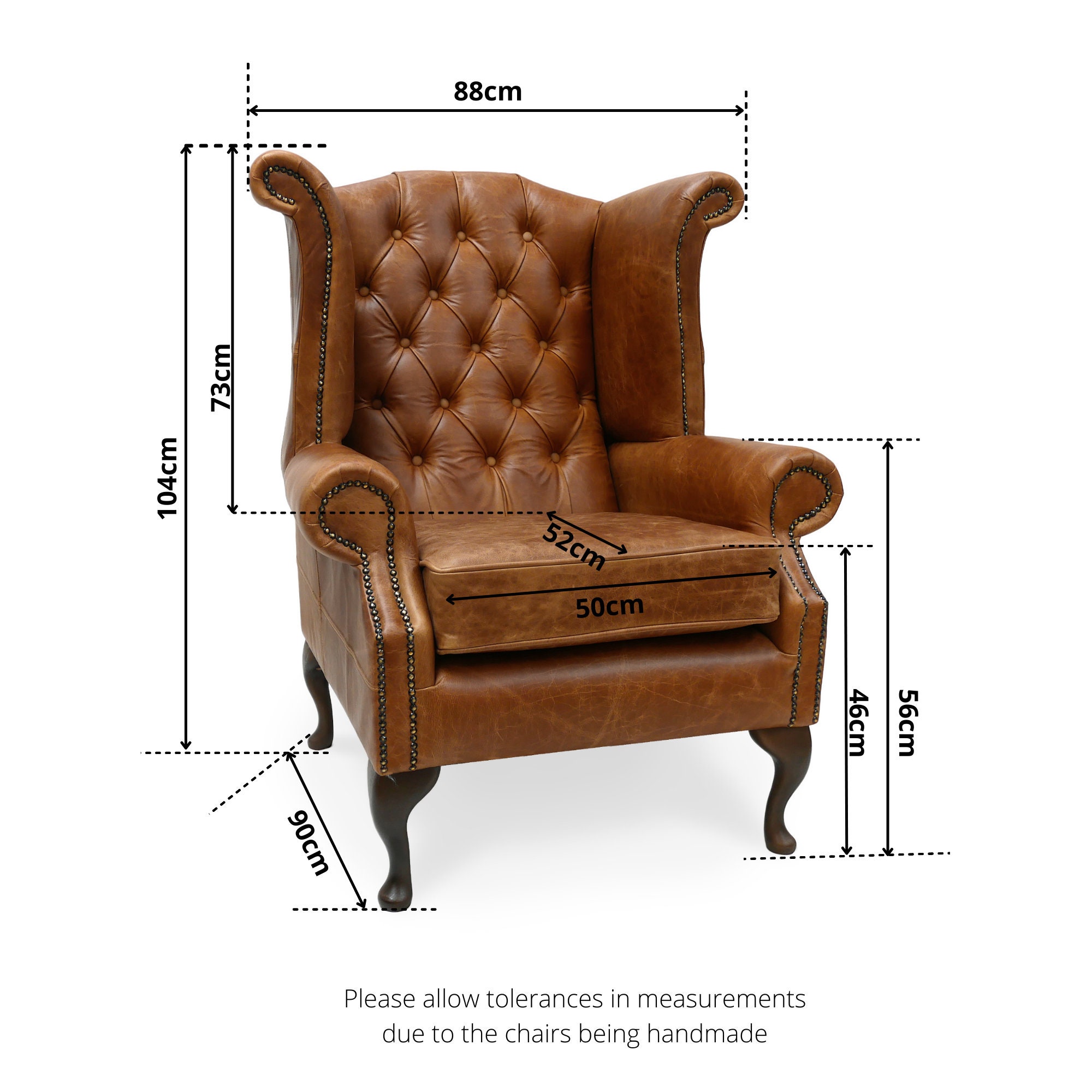 Chesterfield Queen Anne High Back Wing Chair Presented in