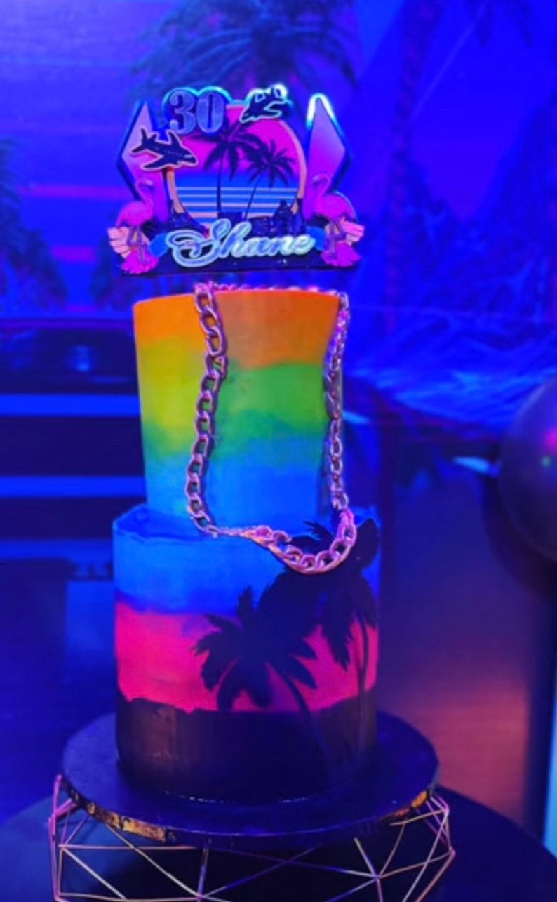 Custom MIAMI Vice 3D Cake Topper Birthday Cake Decoration Etsy