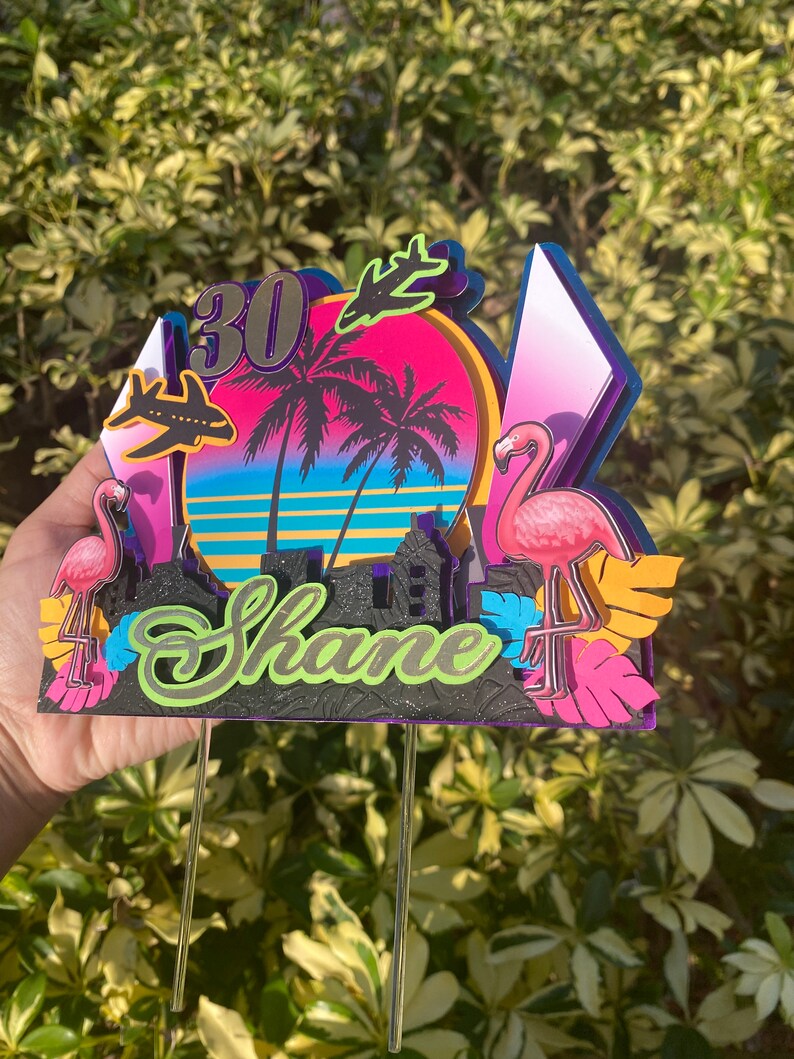 Custom MIAMI Vice 3D Cake Topper Birthday Cake Decoration Etsy