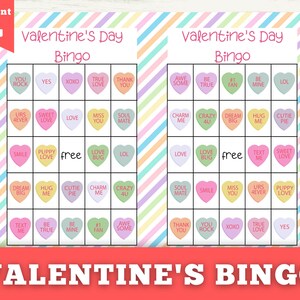 Printable Valentine’s Day Bingo, Valentines Day Activity for Kids, Valentines Party Game, Valentines Bingo, Instant Download