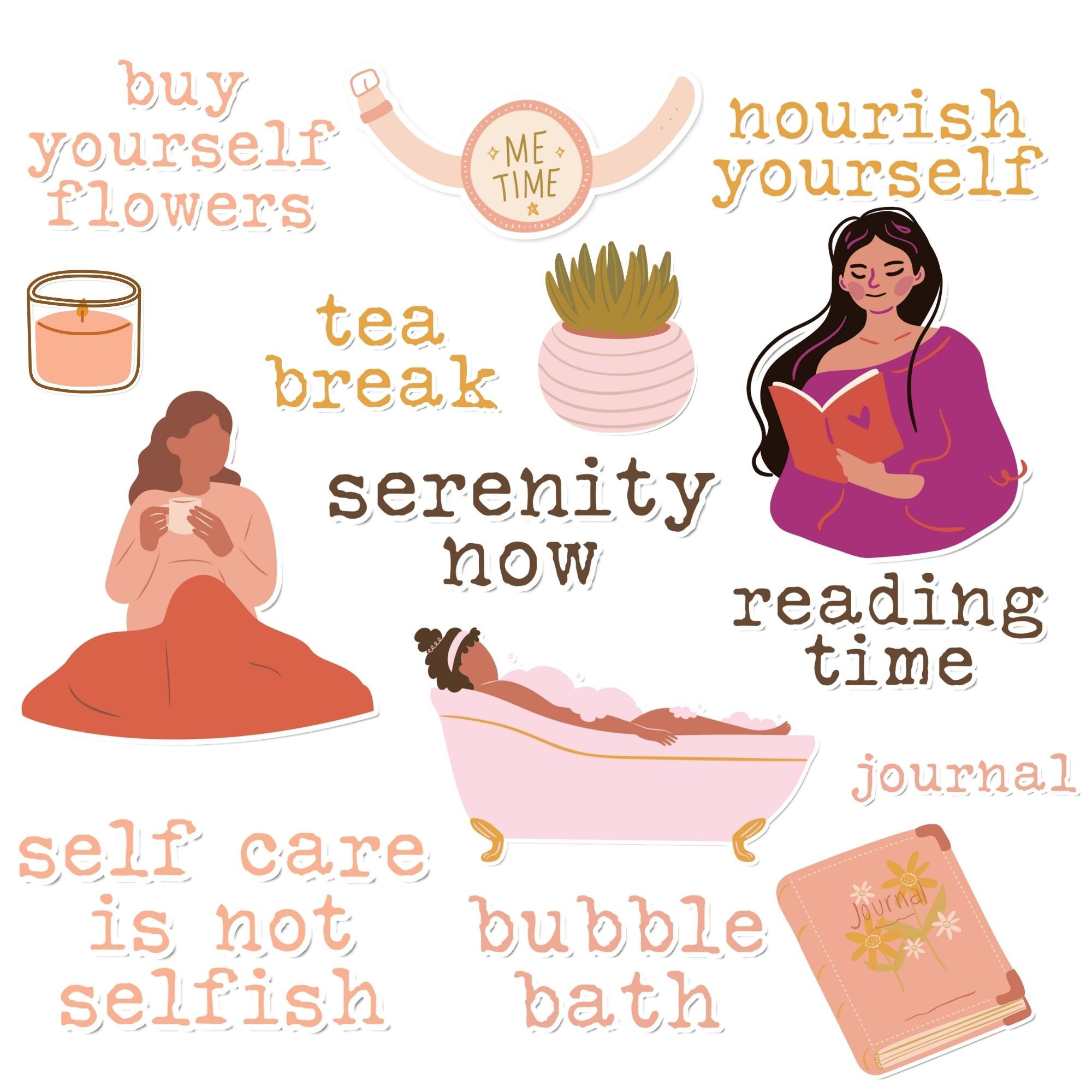 Self Care Digital Stickers, Self Love, Boho, Mental Health Goodnotes ...