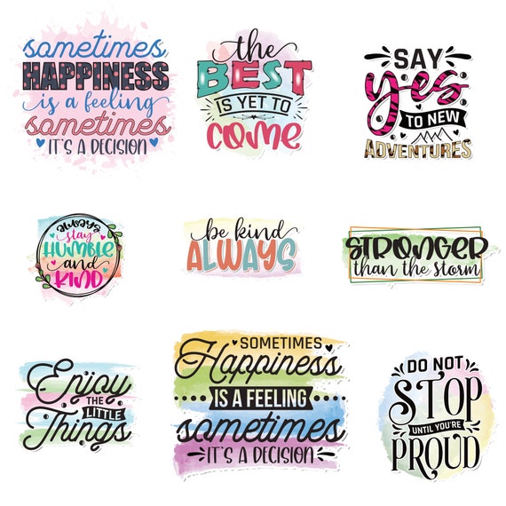 Motivational Quotes Digital Stickers pre-cropped, Motivational