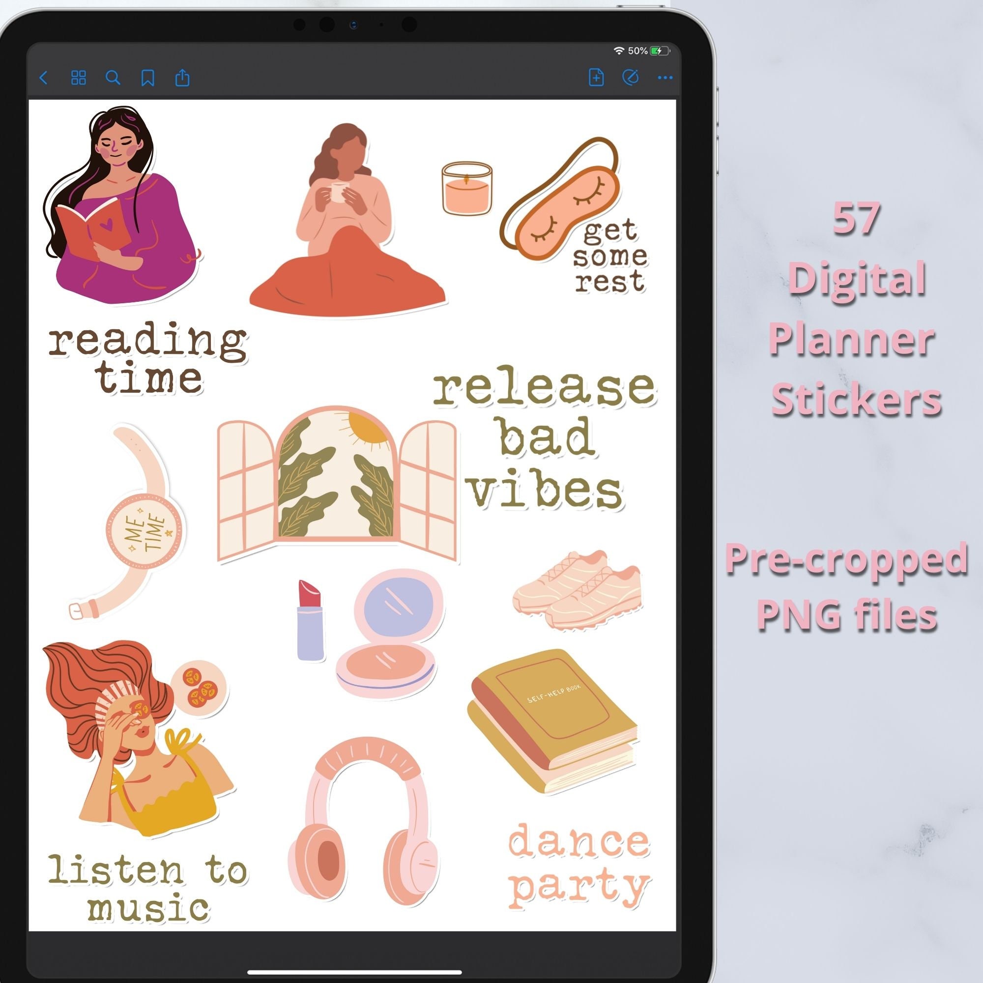 Self Care Digital Stickers, Self Love, Boho, Mental Health Goodnotes ...