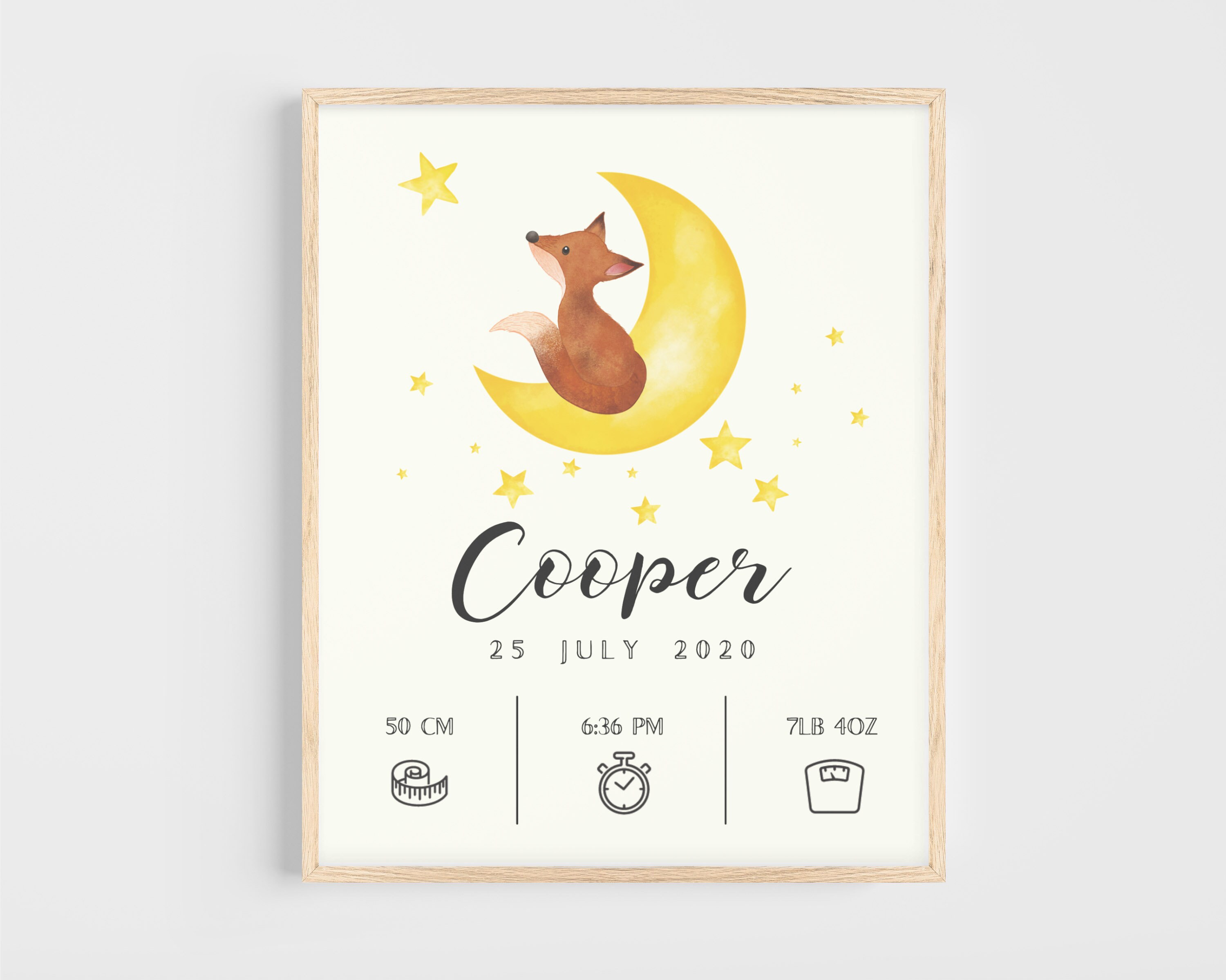Birth Stats Wall Art Printable, Personalized Baby Gift, New Baby Gift ...