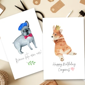 Lot de 4 cartes d'anniversaire imprimables pour chien | Cartes de mots de chien | Joyeux Barkday | C'est l'heure de Pawty | Téléchargement instantané | 4x6