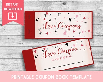 Printable Coupon Book Template, Love Coupons Blank, Love Coupons for Him, Love Coupons for Her, Printable Coupon Book Birthday