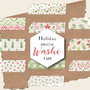 Digital Washi Tape Stickers, Holiday, for GoodNotes, Notability, OneNote, Washi clipart, Christmas Washi Tape For Digital Planner