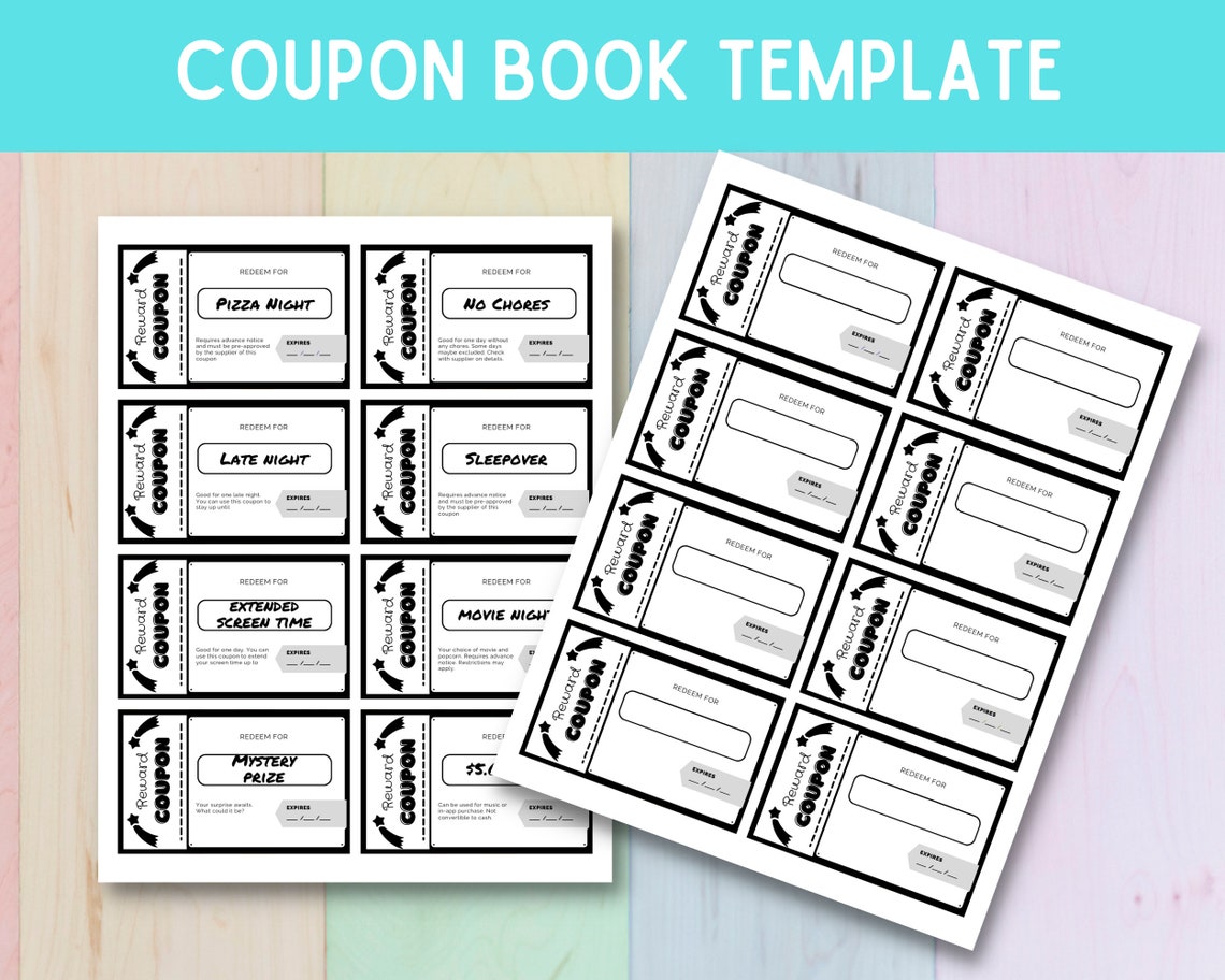 Printable Kids Coupon Book Template, Printable Coupon Book Blank ...