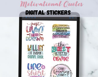 Motivational Quotes Digital Stickers, Positive Thinking, Precropped Digital Planner Stickers, Goodnotes Stickers, PNG