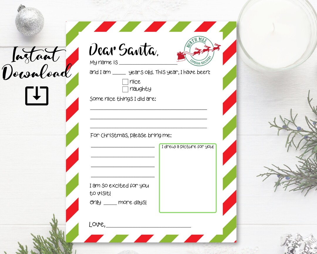 Letter to Santa - North Pole Express, Printable Santa Letter, Santa ...