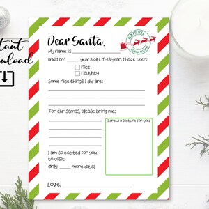Brief an den Weihnachtsmann - Nordpol Express, Druckbarer Weihnachtsbrief, Weihnachtswunschliste, Weihnachtsaktivität für Kinder