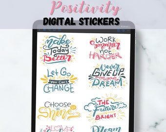 Positive Inspiration Digital Planner Stickers, Motivational Quotes Digital Stickers, Precropped Digital Planner Stickers, Goodnotes Stickers