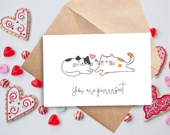 Printable Cat Valentines Card | Cat Pun Card | Cat Anniversary Card | You are purrrfect | Instant Download | 4x6