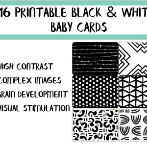 16 High Contrast Black and White Sensory Cards | Baby Activity Cards | Montessori Toy