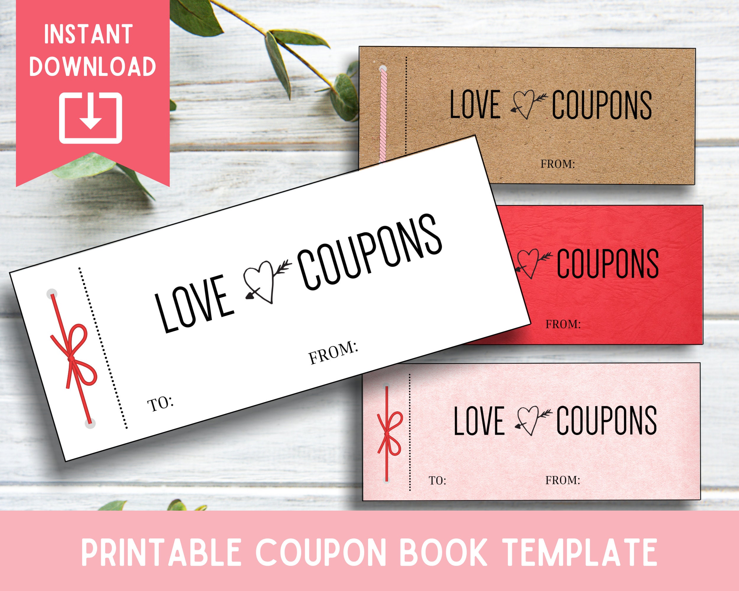 Printable Coupon Book Template, Printable Coupon Book Blank, Love Coupons  for Him, Love Coupons for Her, Boyfriend Coupons, Black and White Intended For Blank Coupon Template Printable