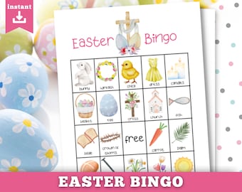 Printable Easter Bingo, Easter Activity for Kids, Christian Easter Party Game, Church Game, Sunday School, Instant Download
