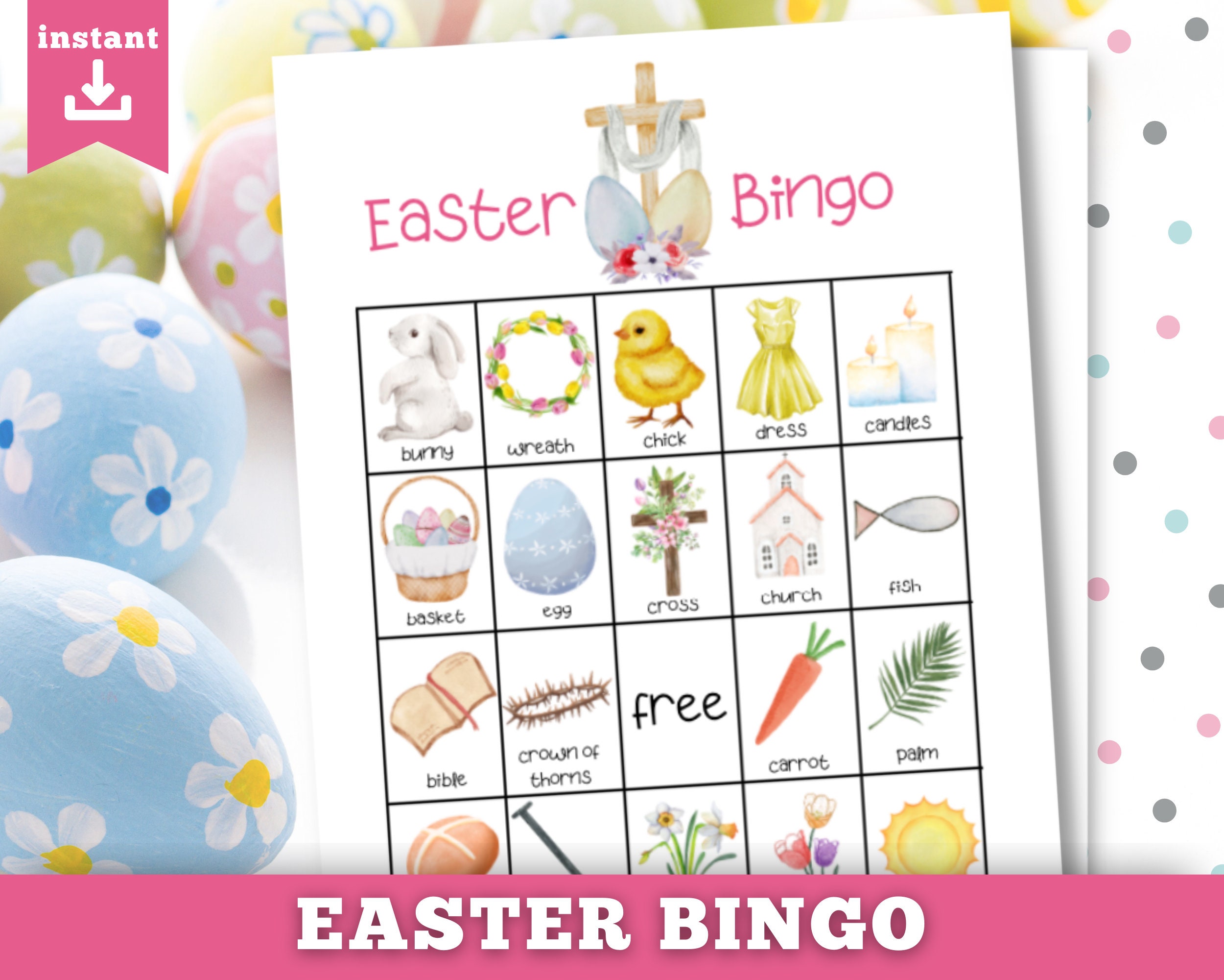Printable Easter Bingo, Easter Activity for Kids, Christian Easter ...