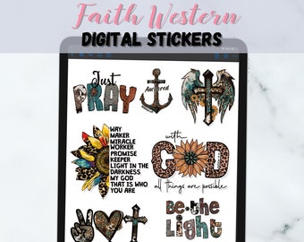 Faith Digital Planner Stickers, Country Western Digital Stickers, Precropped Digital Planner Stickers, Jesus Goodnotes Stickers, PNG