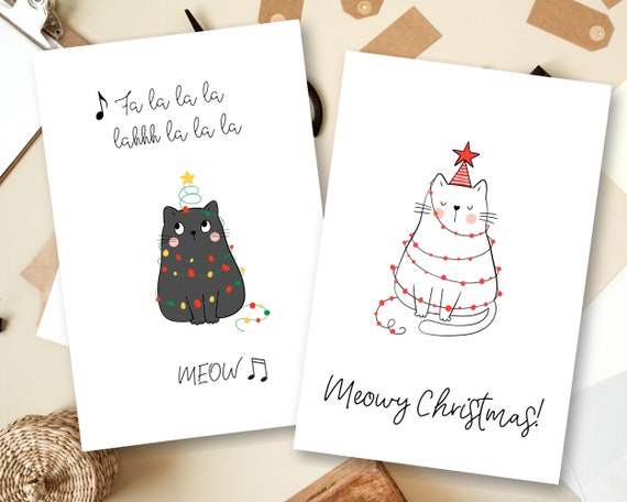 Cat christmas cards deals