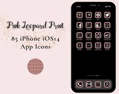 Leopard Print, 85 pack, Aesthetic iPhone ios14 App Icons, Pink iPhone App Icons