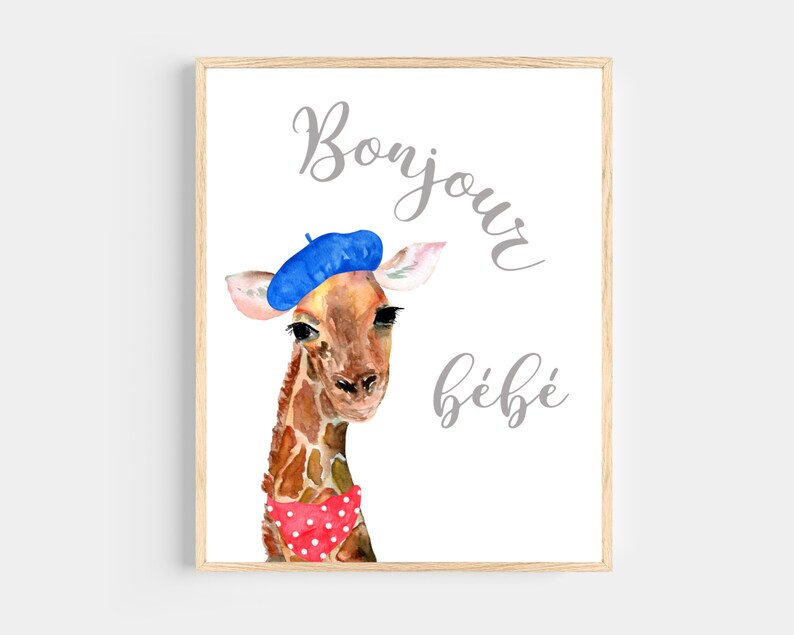 Bonjour Bebe Giraffe Print Printable Nursery Art Gender - Etsy Canada