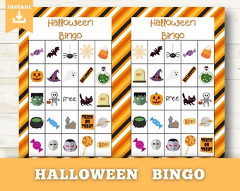 Printable Halloween Bingo, Halloween Bingo for Kids, Halloween Party Games, Bingo, Halloween Bingo, Classroom Halloween Games