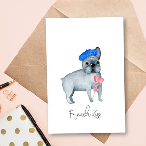 Printable French Bulldog Dog Valentines Card | Dog Pun Card | Frenchie | Watercolor Dog Valentine | Instant Download | 4x6