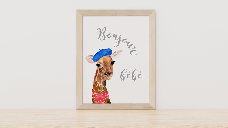 Bonjour Bebe Giraffe Print Printable Nursery Art Gender - Etsy Canada