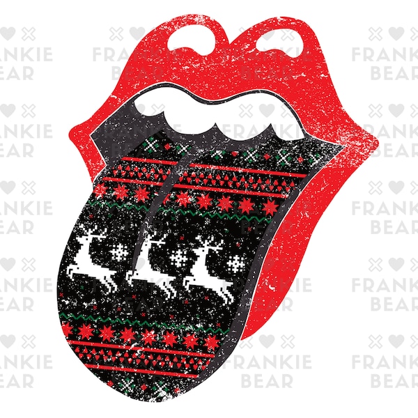Distressed Lips, Christmas Sweater Tongue PNG, Rolling Stones mouth sublimation, Grunge, Rock n Roll, Sublimation Design, Commercial Use