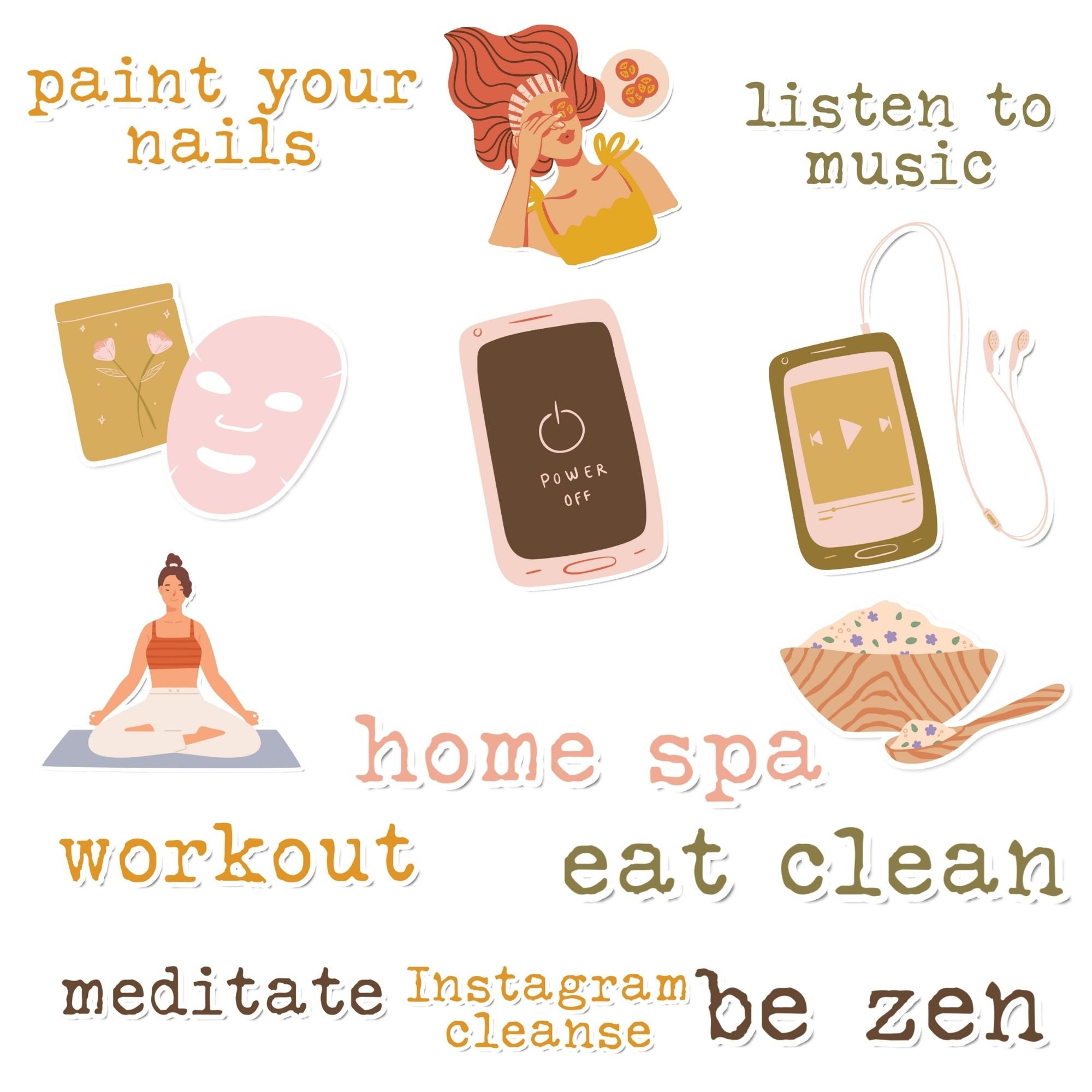 Self Care Digital Stickers, Self Love, Boho, Mental Health Goodnotes ...