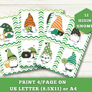 Printable St. Patrick's Day Scavenger Hunt for Kids, St. Patrick's Hide and Seek, Gnomes, St. Paddy's Day, St. Patrick's Day Party Games image 3