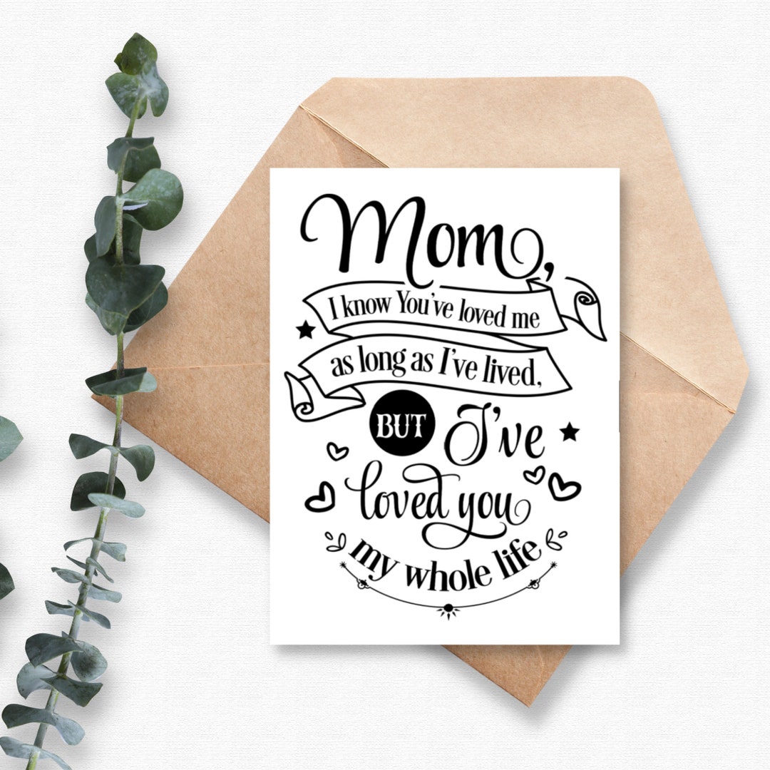 Printable Mothers Day Card, Birthday Card for Mom, Mother's Day Card ...