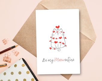 Printable Cat Valentines Card | Cat Pun Card | Meowentine | Instant Download | 4x6