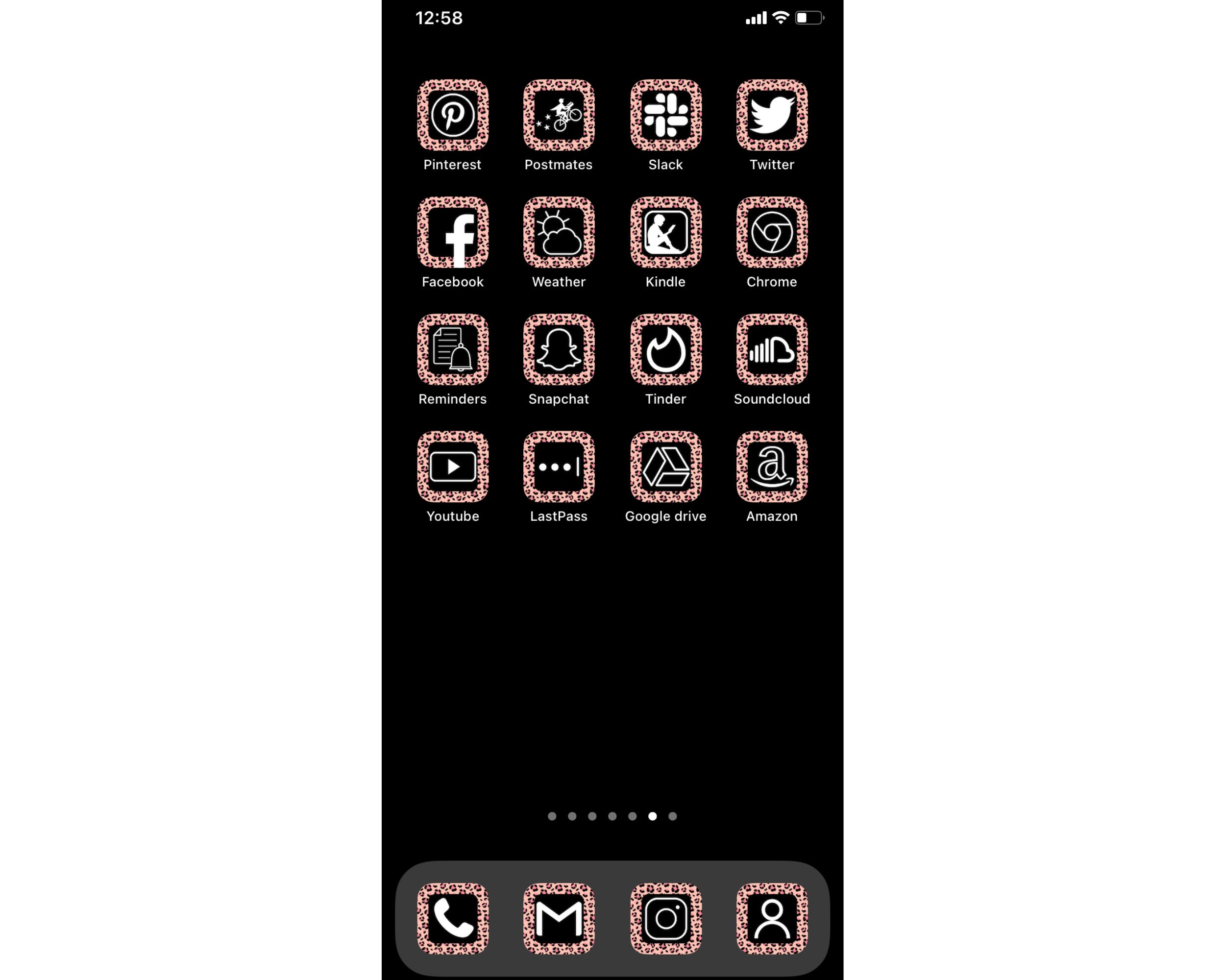 ヒョウ柄、85 パック、美しい iPhone ios14 アプリアイコン、ピンクの
